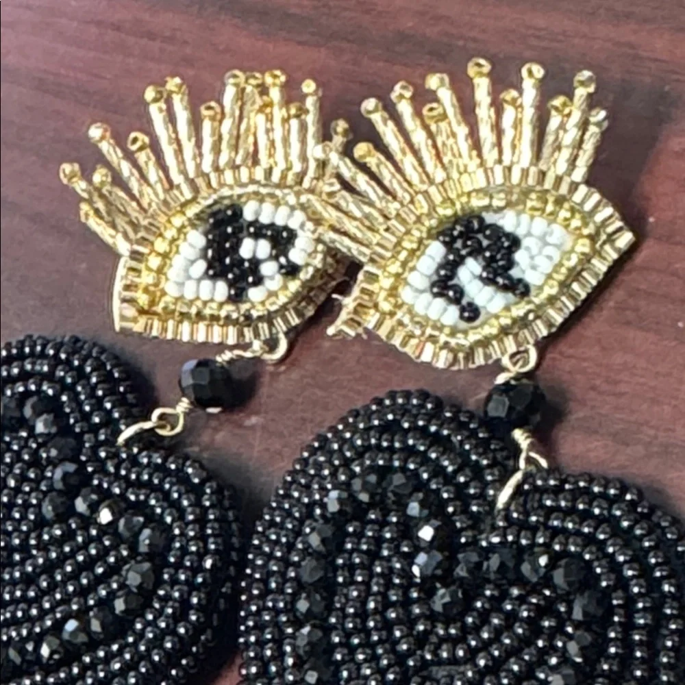 Chico’s Beaded Heart & Eye Dangle Earrings